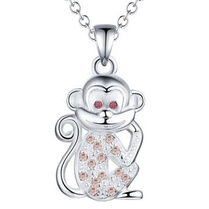Silver Monkey Pendant Necklace